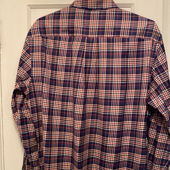 Jos A Bank Blue Button Down Collar Shirt w/ Cream Striping - Large - Picture 6 of 7